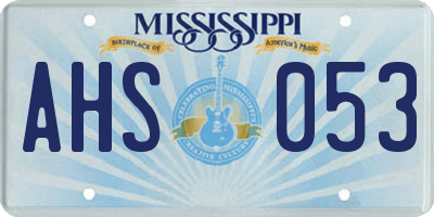 MS license plate AHS053