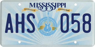 MS license plate AHS058