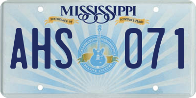 MS license plate AHS071