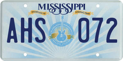 MS license plate AHS072