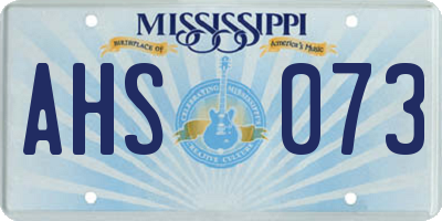 MS license plate AHS073