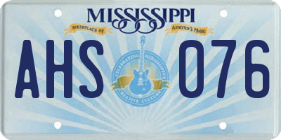 MS license plate AHS076