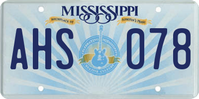 MS license plate AHS078