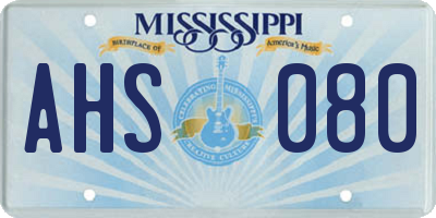 MS license plate AHS080