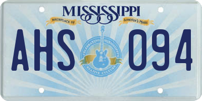 MS license plate AHS094