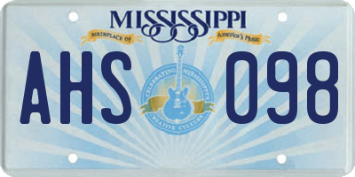 MS license plate AHS098