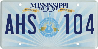 MS license plate AHS104