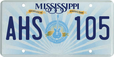MS license plate AHS105