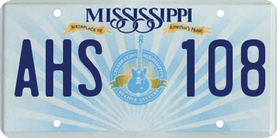 MS license plate AHS108