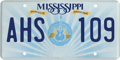 MS license plate AHS109