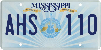 MS license plate AHS110