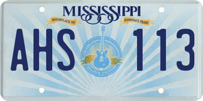 MS license plate AHS113