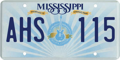 MS license plate AHS115