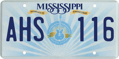 MS license plate AHS116