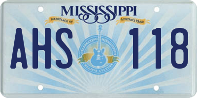 MS license plate AHS118