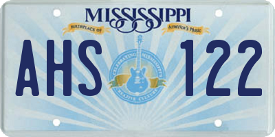 MS license plate AHS122