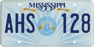 MS license plate AHS128