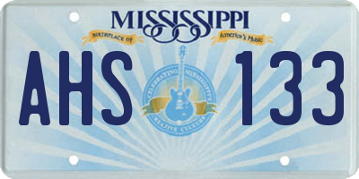MS license plate AHS133