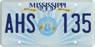 MS license plate AHS135