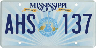 MS license plate AHS137