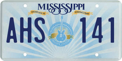 MS license plate AHS141
