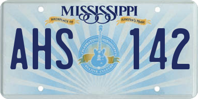 MS license plate AHS142
