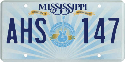 MS license plate AHS147
