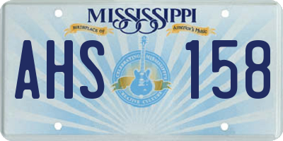 MS license plate AHS158