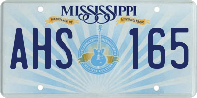 MS license plate AHS165