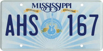MS license plate AHS167