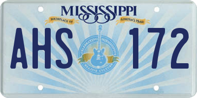 MS license plate AHS172