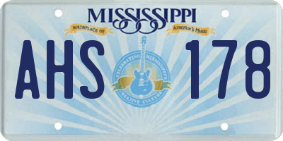 MS license plate AHS178