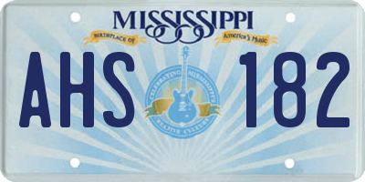 MS license plate AHS182