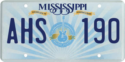MS license plate AHS190