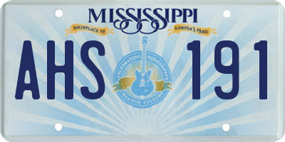 MS license plate AHS191