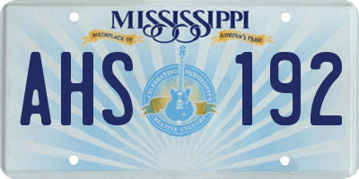 MS license plate AHS192