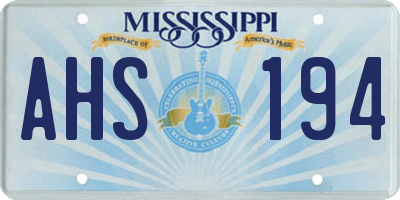 MS license plate AHS194