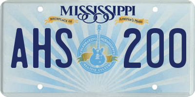 MS license plate AHS200