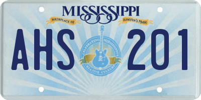 MS license plate AHS201