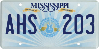 MS license plate AHS203