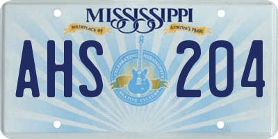 MS license plate AHS204