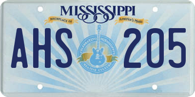 MS license plate AHS205