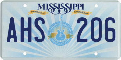 MS license plate AHS206