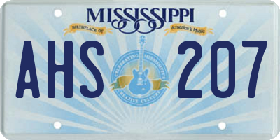 MS license plate AHS207