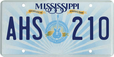 MS license plate AHS210