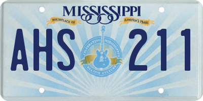 MS license plate AHS211