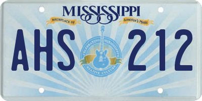 MS license plate AHS212