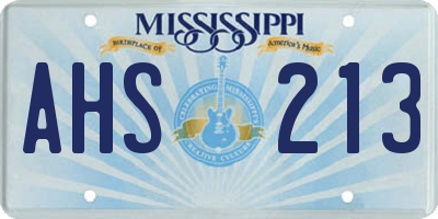 MS license plate AHS213
