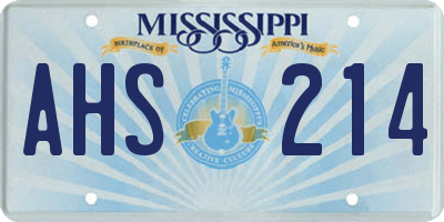 MS license plate AHS214