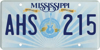 MS license plate AHS215